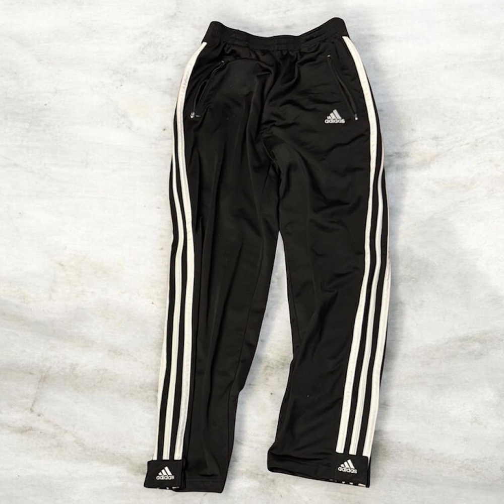 Adidas  Black Joggers with White Stripes Side Zip UPS